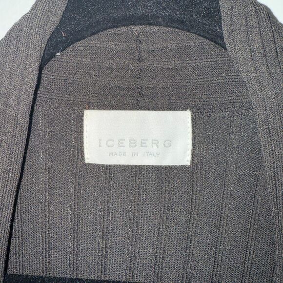 ICEBERG Made In Italy Vintage Y2K Ribbed V Neck Sweater - Brown/Red Trim M - Picture 5 of 7